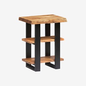 Alpine Live Edge Wood 2-Shelf End Table - Natural