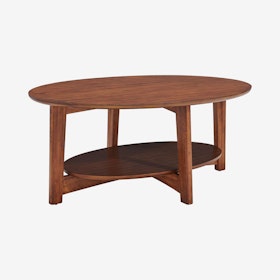 Monterey Oval Wood Coffee Table - Warm Chestnut