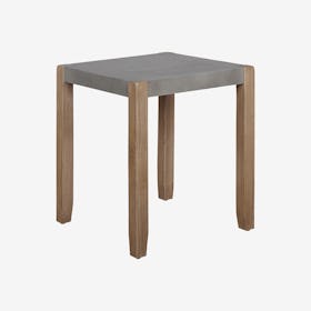 Newport Square Faux Concrete & Wood End Table