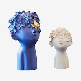 Spring Blossom Figurines - Blue / White - Set of 2