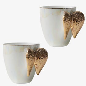 Angel Wings Tea / Coffee Cup - White / Gold