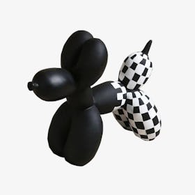 Balloon Dog Ornament - Black / Checkered