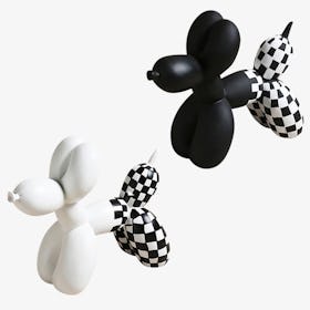Balloon Dogs Ornament - Black / White / Checkered - Set of 2