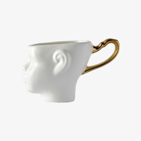 Face Pattern Coffee Cups - White