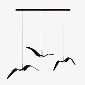 Mina Bird Long Pendant - Black - 3-Birds