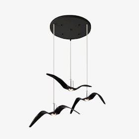 Mina Bird Round Pendant - Black - 3-Birds