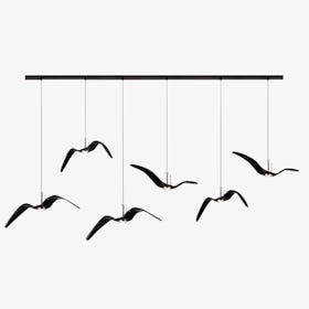 Mina Bird Long Pendant - Black - 6-Birds