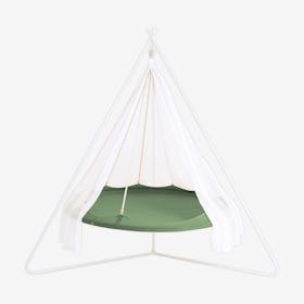 Classic TiiPii Hanging Day Bed with Stand - Olive / White