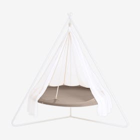 Classic TiiPii Hanging Day Bed with Stand - Taupe / White