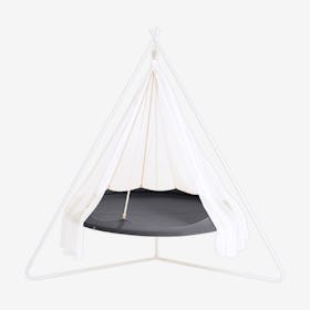 Classic TiiPii Hanging Day Bed with Stand - Charcoal / White