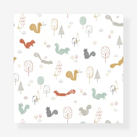 Squirrels & Wood Wallpaper - Multicoloured