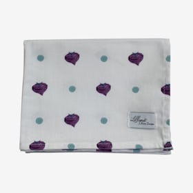 Beetroot Cotton Tea Towel - White / Purple