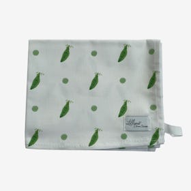 Three Peas in a Pod Cotton Tea Towel - White / Green