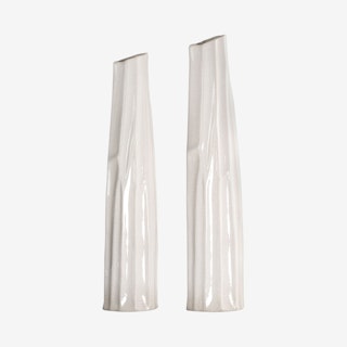 Kenley Crackled Vases - White - Set of 2