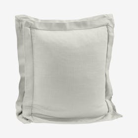 Double Flanged Washed Linen Pillow - Gray