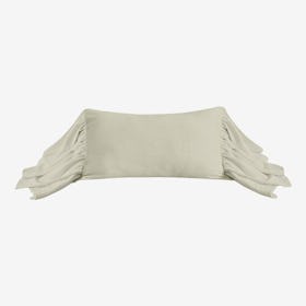 Olong Washed Linen Ruffled Pillow - Light Tan