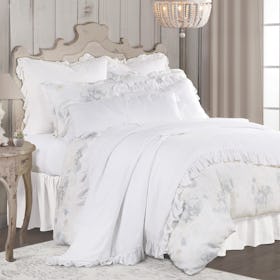 Rosaline Washed Linen Comforter Set - White