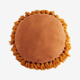 Aria Round Pillow with Tassels - Orange