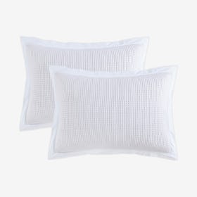 Waffle Weave Shams - White - Set of 2