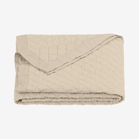 Diamond Linen & Cotton Quilt - Light Tan