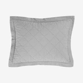 Diamond Linen & Cotton Quilted Boudoir Pillow - Gray