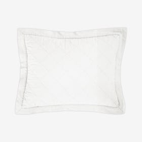 Diamond Linen & Cotton Quilted Boudoir Pillow - White