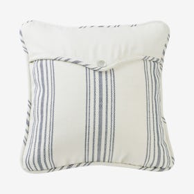 Linen Envelope Pillow - White / Navy