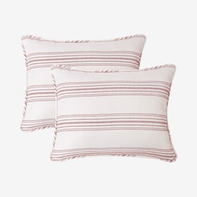 Prescott Stripe Pillow Shams - Red - Set of 2