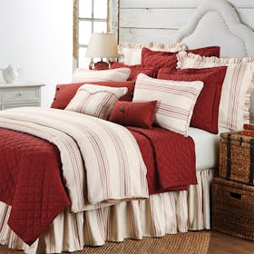 Prescott Stripe Duvet Set - White / Red