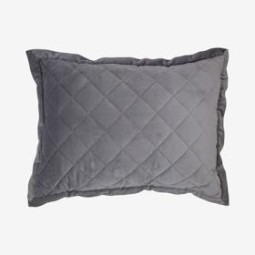 Diamond Velvet Quilted Boudoir Pillow - Gray