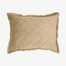 Diamond Velvet Quilted Boudoir Pillow - Oatmeal