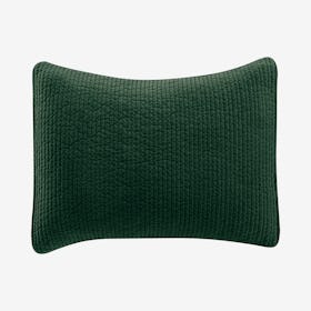 Rectangle Stonewashed Cotton Quilted Velvet Sham - Emerald