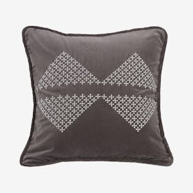 Embroidered Diamond Pillow - Gray