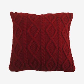 Cable Knit Pillow - Red