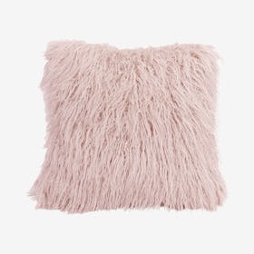 Mongolian Square Fur Pillow - Blush