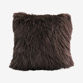 Mongolian Faux Fur Pillow - Brown