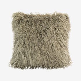 Mongolian Faux Fur Pillow - Taupe