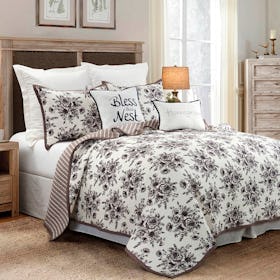 Lyla Quilt Set - Brown / White