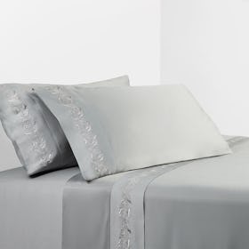 Scroll Embroidered Sheet Set - Gray