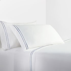 Embroidery Stripe Sheet Set - White / Navy