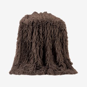 Mongolian Faux Fur Throw - Brown