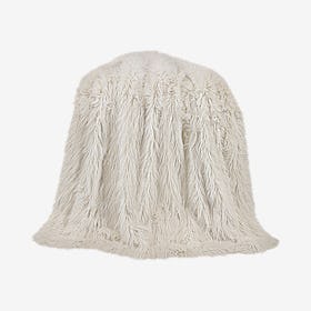 Mongolian Faux Fur Throw - White