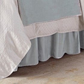 Gatherer Velvet Bed Skirt - Blue