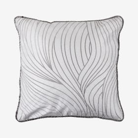 Wave Embroidery Pillow - Silver / Gray