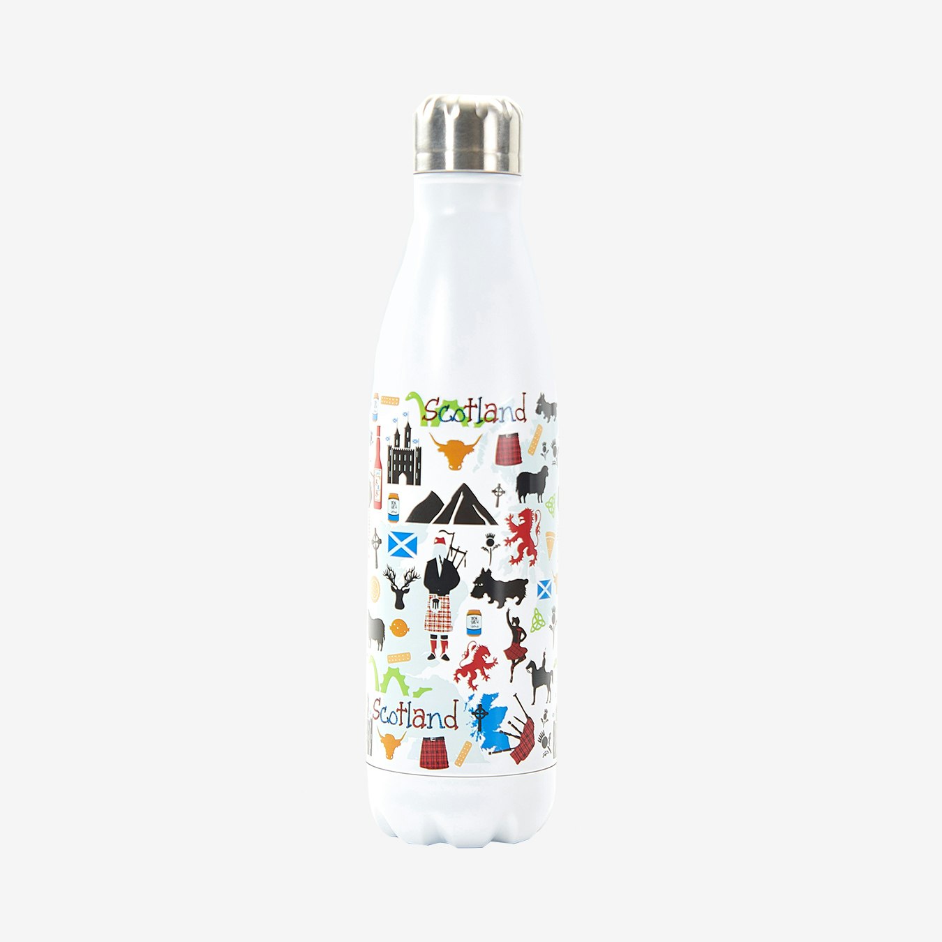 Scottish Montage Thermal Bottle - White by Eco Chic