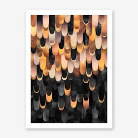 Feathered in Copper & Black Art Print