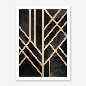 Art Deco Geometry Black Art Print