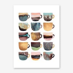 Pretty Earthy Coffee Cups Art Print