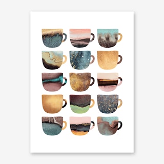 Pretty Earthy Coffee Cups Art Print