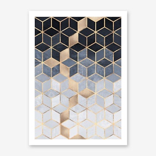 Soft Blue Gradient Cubes Art Print